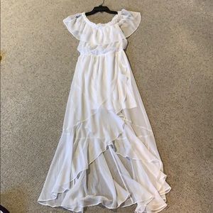 White off shoulder ruffle dress